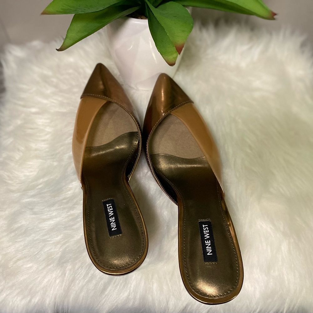 Nine West 8.5 M Bronze Mule Heels